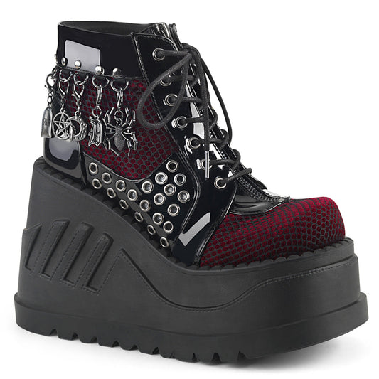 STOMP-18 Black Patent Burgundy Velvet
